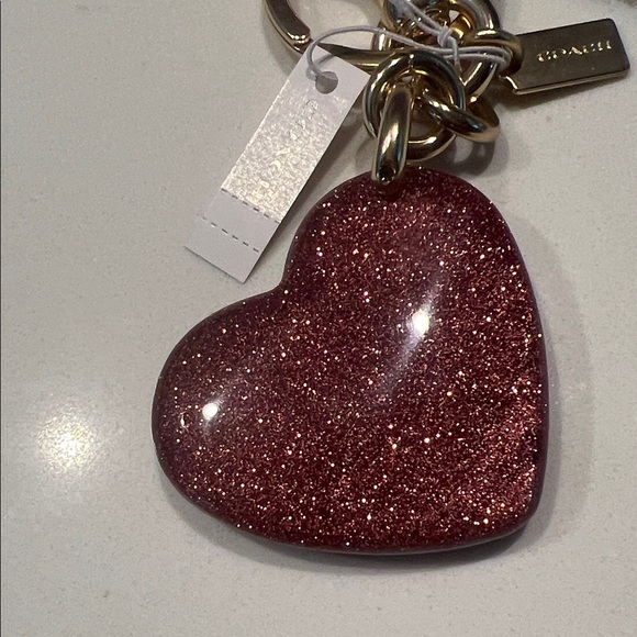 Coach Heart Keychain in Gold and Brown - Picture 3 of 3